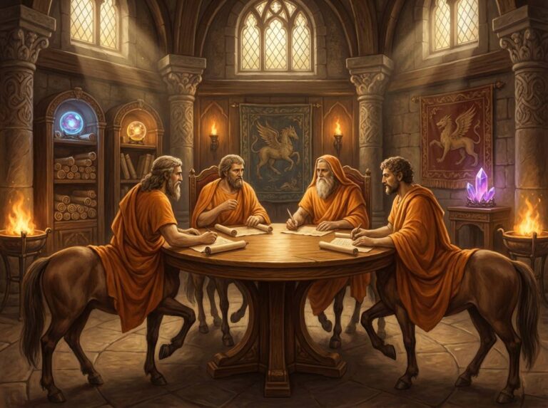 Centaur Philosophers at a meeting room